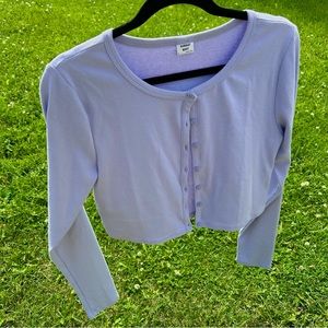 purple crop top cardigan